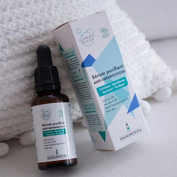 Clemence et vivien serum anti-imperfections purifiant bio vegan peau mixte et grasse