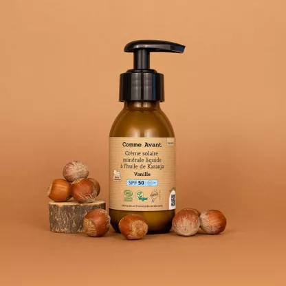 Comme avant creme solaire liquide filtre minéral SPF50 senteur vanille